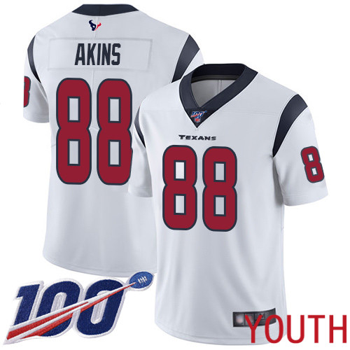 Houston Texans Limited White Youth Jordan Akins Road Jersey NFL Football 88 100th Season Vapor Untouchable